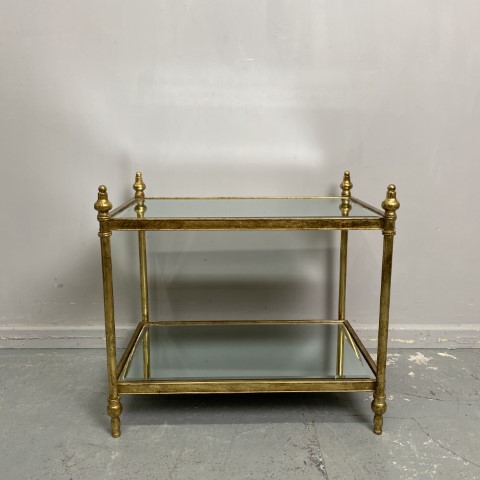 Vintage Style Mirrored Gold 2 Tier Side Table