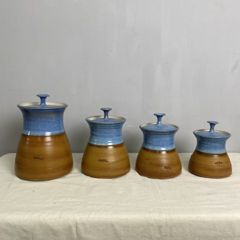 Vintage Set of 4 Pottery Cannisters by Southern Cross Pottery