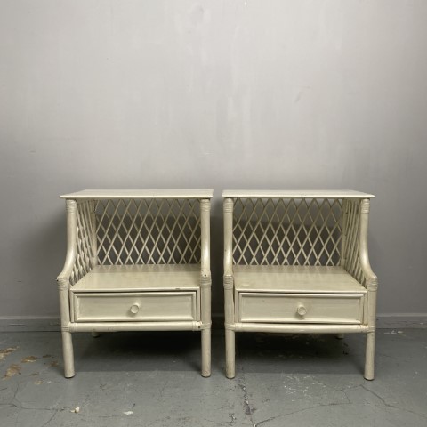 Pair of Painted Cane Bedsides
