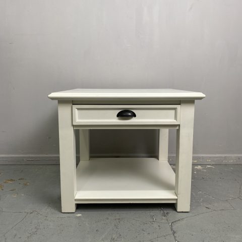 White Side Table with Single Drawer