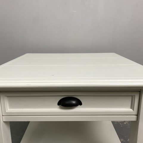 White Side Table with Single Drawer