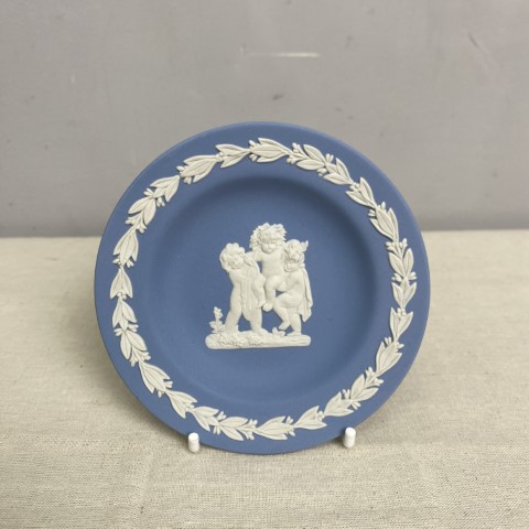 Small Blue Wedgwood Jasperware Plate with White Bas Relief