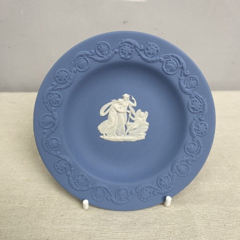 Small Blue Wedgwood Jasperware Plate with White Bas Relief