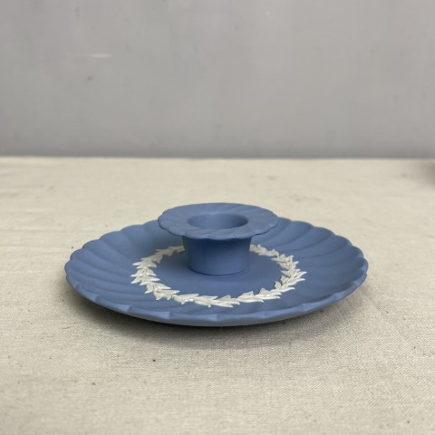 Vintage Blue Wedgwood Candle Holder With Box