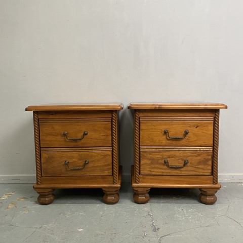 Pair of Rustic Timber Bedsides