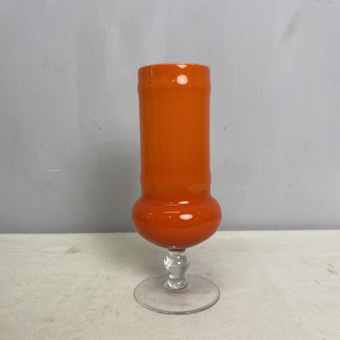 MCM 1960s Tall Orange Glass Vase