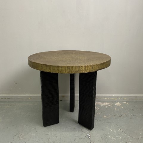 Unique Brass Clad Round Side Table