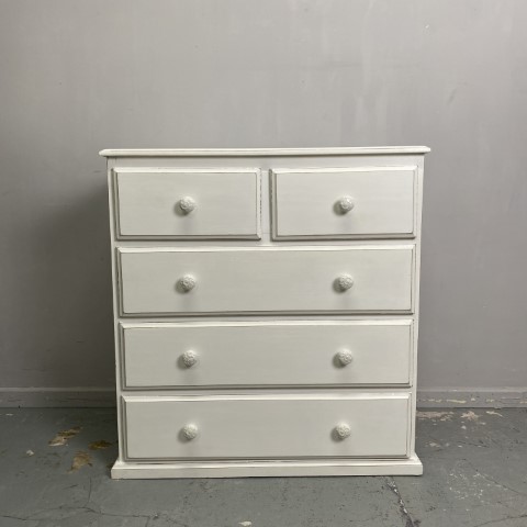 Hand-Painted Pure White Chest of Drawers