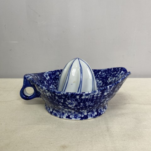 Vintage Ceramic Blue & White Lemon Squeezer