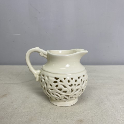Vintage Cream Ceramic Milk Jug with Cut-Out Detail