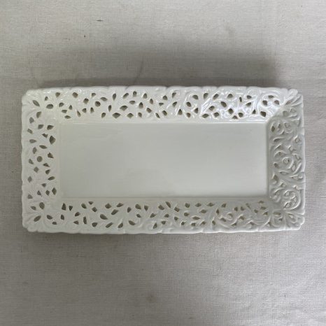Vintage Cream Ceramic Plate with Cut-Out Detail