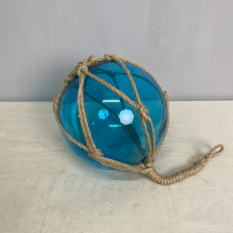 Large Light Blue Glass Buoy in Rope