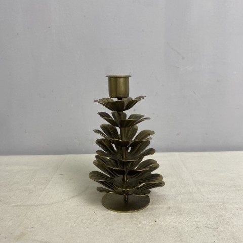 Large Golden Pine Cone Candle Holder