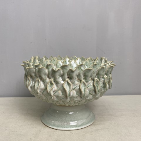 Green Pineapple Pedestal Bowl
