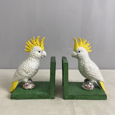 Cast Iron Cockatoo Bookends