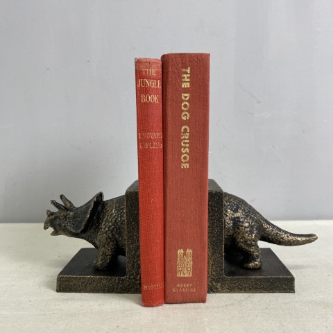 Cast Iron Triceratops Dinosaur Bookends