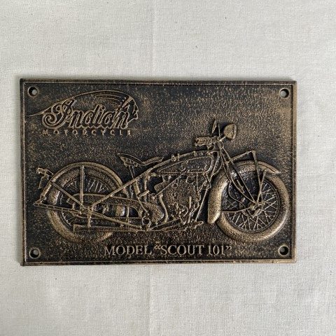 Cast Iron Antiqued Indian Motorcycles Wall Plaque