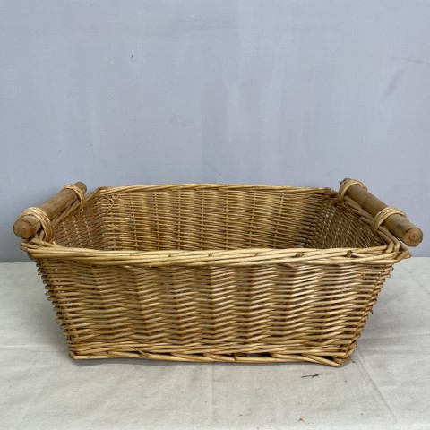 Vintage Cane Basket with Timber Handles