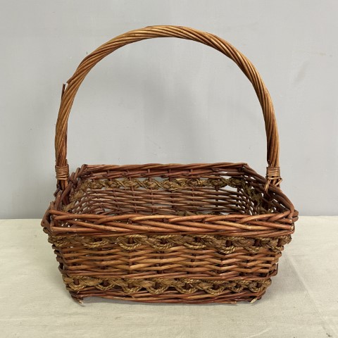 Vintage Cane Basket with Handle #3