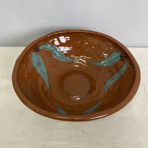 Vintage Australian Pottery Bowl with Eucalyptus
