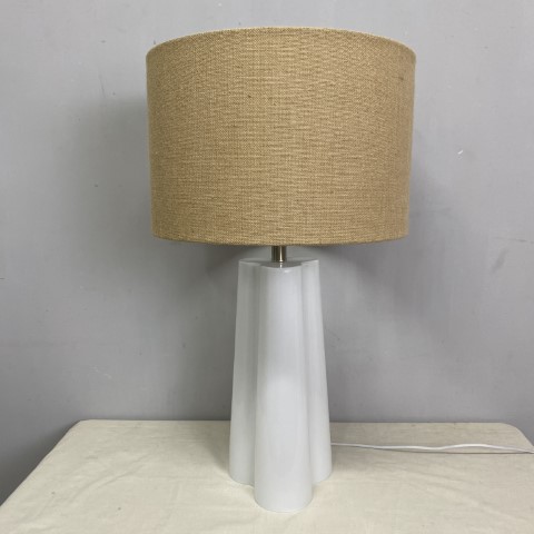 White Lamp Base with Natural Shade