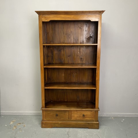Rustic Timber Bookshelf with 2 Drawers