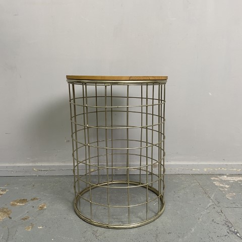 Metal Base Side Table with Natural Timber Top