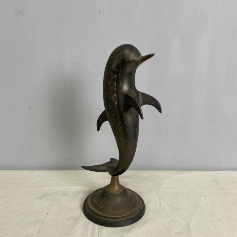 Antique Brass Dolphin with Engraving