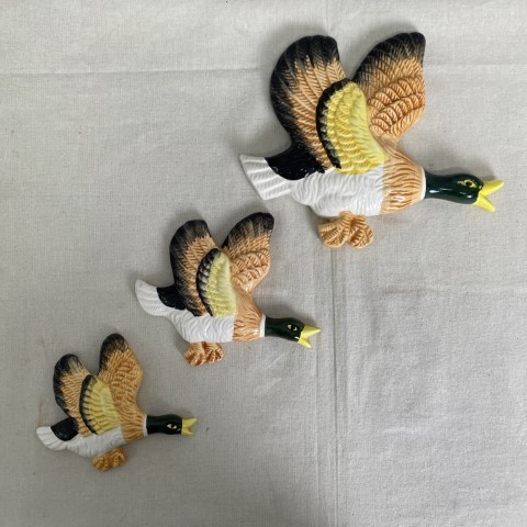 Set of 3 Vintage Ceramic Wall Ducks
