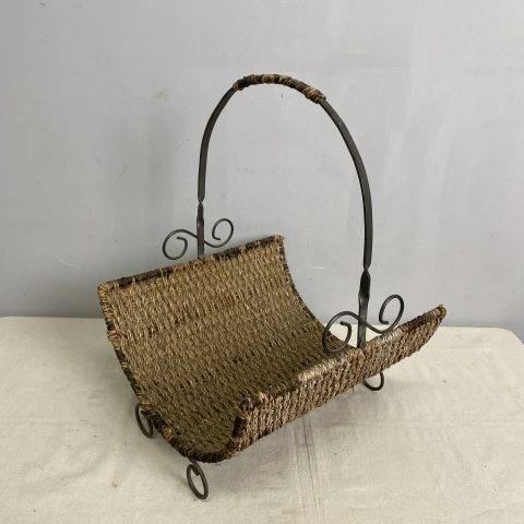 Rustic Wrought Metal & Seagrass Flower Basket