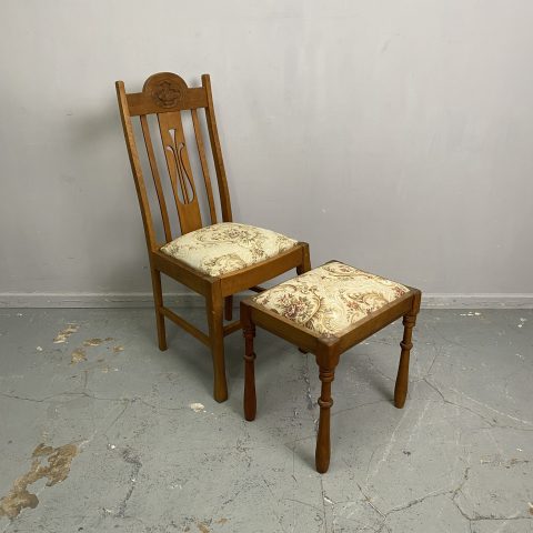 Vintage Tapestry Chair & Footstool