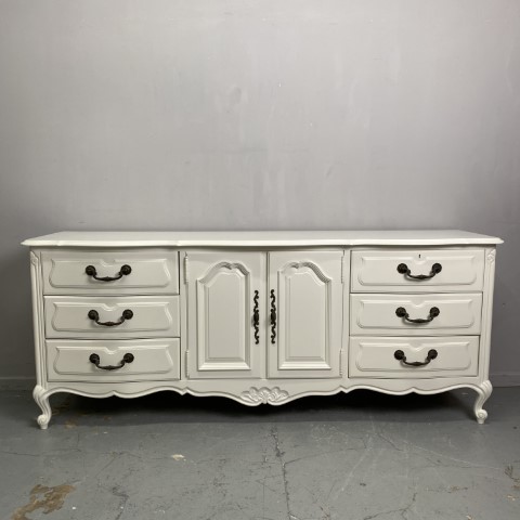 White French Provincial Sideboard with 9 Drawers