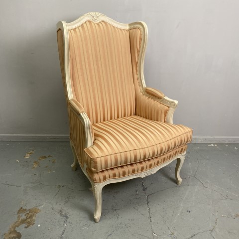 French Provincial Armchair with Striped Upholstery