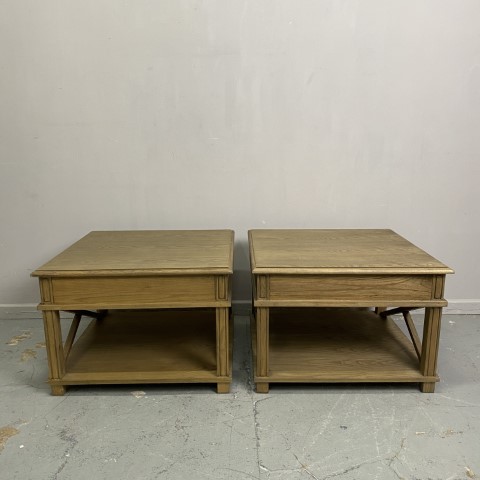 Pair of Hampton Oak Cross Side Tables