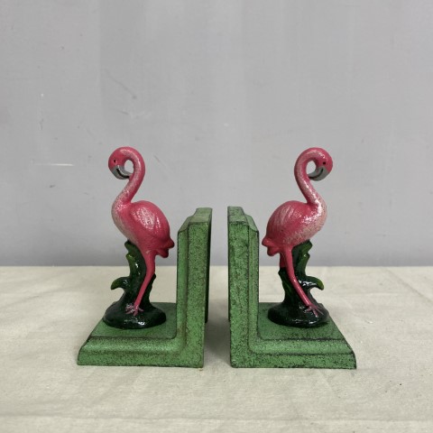 Cast Iron Flamingo Bookends