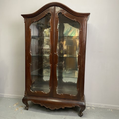 Ornate French Style Mahogany Display Cabinet