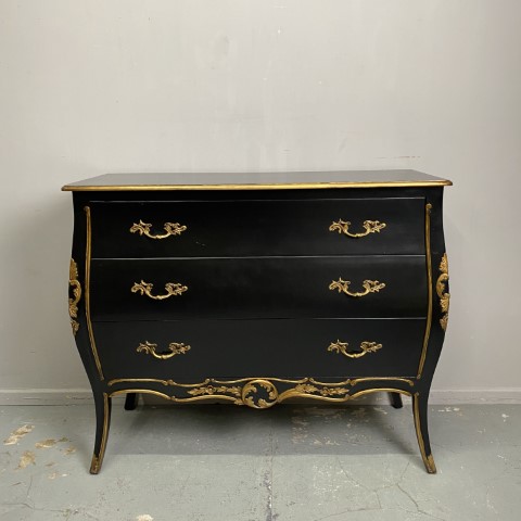 Black & Gold French Provincial Drawers