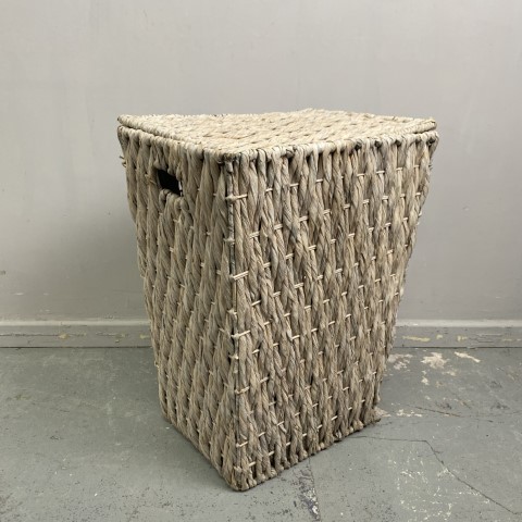 Vintage Cane Laundry Basket White