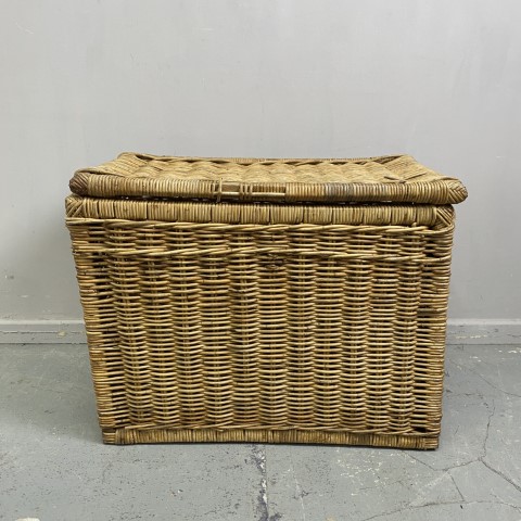 Large Vintage Cane Laundry Basket