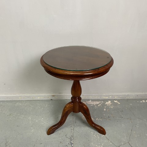 Vintage Timber Wine Table with Glass Top