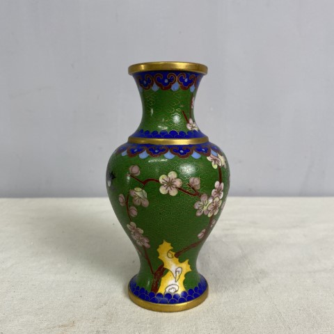 Vintage Cloisonne Blue & Green Vase