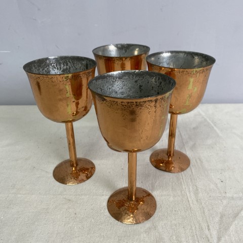 Set of 4 Copper Wine Goblets