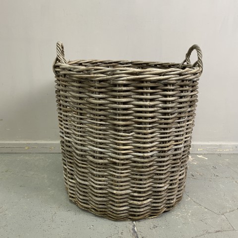 Large Grey Vintage Cane Basket