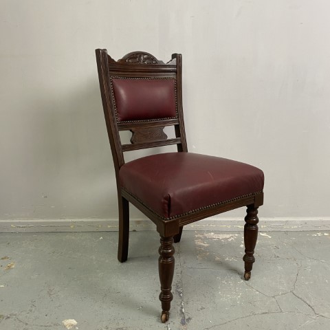 Vintage Timber & Leather Chair on castors