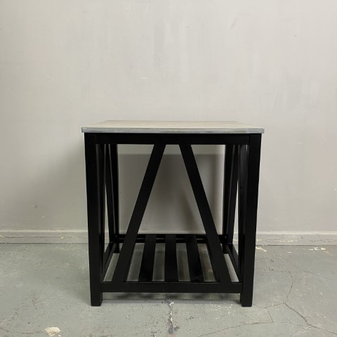Coastal Top Side Table with Black Base