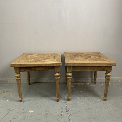 Pair of Recycled Elm Parquetry Side Tables