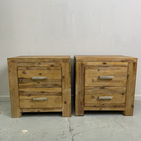 Pair of Timber Bedside Tables with 2 Drawers
