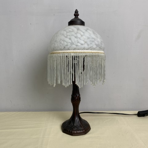Vintage Bedside Lamp Tiffany Style Beaded Tassels