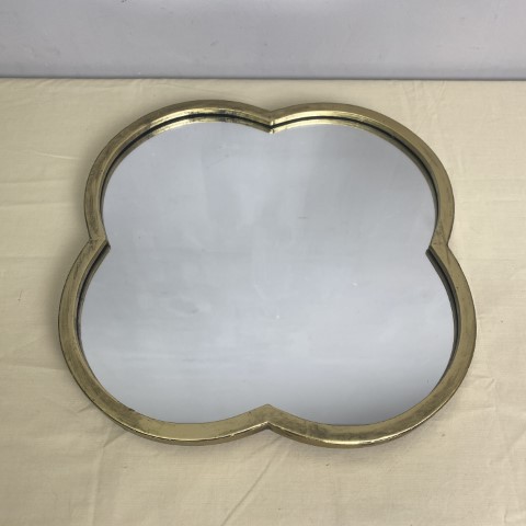 Gold Clover Shaped Mirror Tray