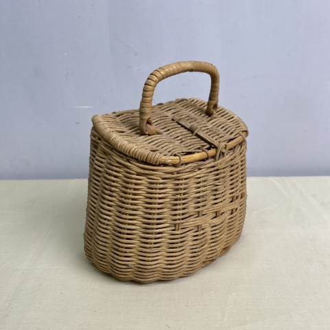 Vintage Cane Creel Fishing Basket